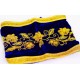 La broderie bleue aux fils dorés